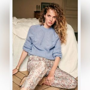 Sézane Gustavo Trousers Jaquard Blue Bordeaux size 34